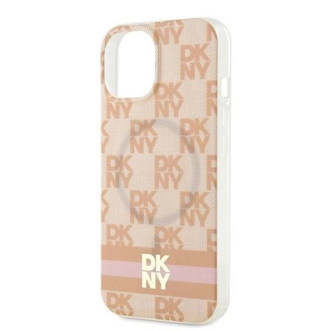 Etui DKNY IML Checkered Mono Pattern & Printed Stripes MagSafe na iPhone 15 / 14 / 13 - różowe Etui DKNY IML Checkered Mono Pattern & Printed Stripes MagSafe na iPhone 15 / 14 / 13 - różowe