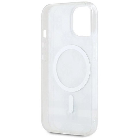 Etui DKNY IML Checkered Mono Pattern & Printed Stripes MagSafe na iPhone 15 Plus / 14 Plus - beżowe