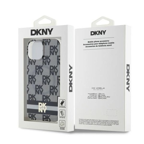 Etui DKNY IML Checkered Mono Pattern & Printed Stripes MagSafe na iPhone 15 Plus / 14 Plus - czarne Etui DKNY IML Checkered Mono Pattern & Printed Stripes MagSafe na iPhone 15 Plus / 14 Plus - czarne
