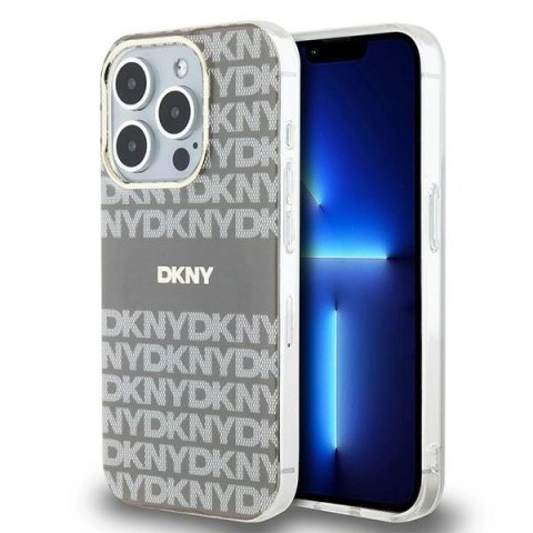 Etui DKNY IML Mono & Stripe MagSafe na iPhone 15 Pro - beżowe Etui DKNY IML Mono & Stripe MagSafe na iPhone 15 Pro - beżowe