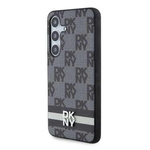 Etui DKNY Leather Checkered Mono Pattern & Printed Stripes na Samsung Galaxy S24 - czarne Etui DKNY Leather Checkered Mono Pattern & Printed Stripes na Samsung Galaxy S24 - czarne