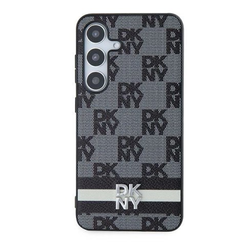 Etui DKNY Leather Checkered Mono Pattern & Printed Stripes na Samsung Galaxy S24 - czarne Etui DKNY Leather Checkered Mono Pattern & Printed Stripes na Samsung Galaxy S24 - czarne