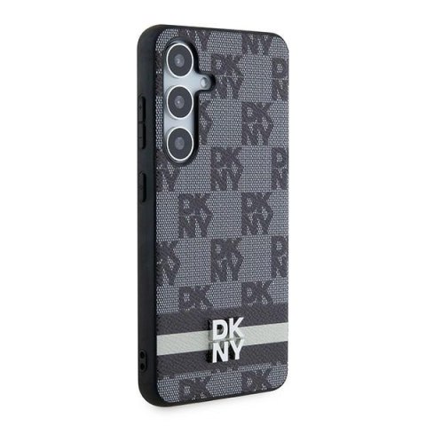 Etui DKNY Leather Checkered Mono Pattern & Printed Stripes na Samsung Galaxy S24 - czarne Etui DKNY Leather Checkered Mono Pattern & Printed Stripes na Samsung Galaxy S24 - czarne