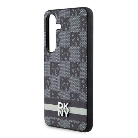 Etui DKNY Leather Checkered Mono Pattern & Printed Stripes na Samsung Galaxy S24 - czarne Etui DKNY Leather Checkered Mono Pattern & Printed Stripes na Samsung Galaxy S24 - czarne