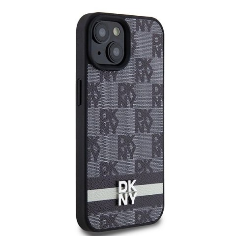 Etui DKNY Leather Checkered Mono Pattern & Printed Stripes na iPhone 15 / 14 / 13 - czarne Etui DKNY Leather Checkered Mono Pattern & Printed Stripes na iPhone 15 / 14 / 13 - czarne