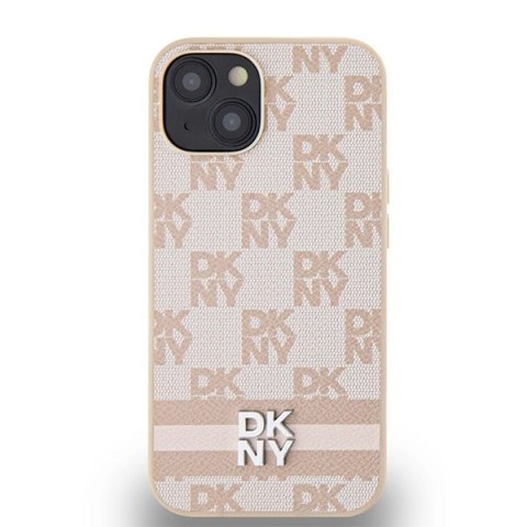 Etui DKNY Leather Checkered Mono Pattern & Printed Stripes na iPhone 15 / 14 / 13 - różowe Etui DKNY Leather Checkered Mono Pattern & Printed Stripes na iPhone 15 / 14 / 13 - różowe