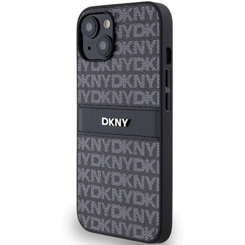 Etui DKNY Leather Mono Stripe & Metal Logo na iPhone 15 / 14 / 13 - czarne Etui DKNY Leather Mono Stripe & Metal Logo na iPhone 15 / 14 / 13 - czarne