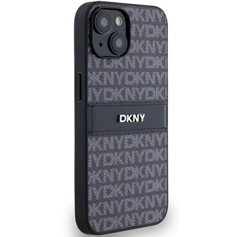 Etui DKNY Leather Mono Stripe & Metal Logo na iPhone 15 Plus / 14 Plus - czarne Etui DKNY Leather Mono Stripe & Metal Logo na iPhone 15 Plus / 14 Plus - czarne