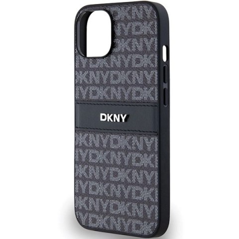 Etui DKNY Leather Mono Stripe & Metal Logo na iPhone 15 Plus / 14 Plus - czarne Etui DKNY Leather Mono Stripe & Metal Logo na iPhone 15 Plus / 14 Plus - czarne