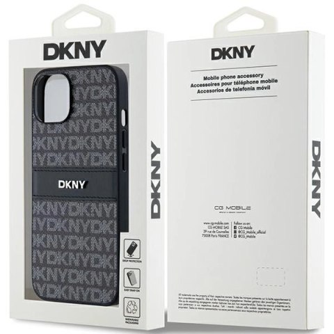 Etui DKNY Leather Mono Stripe & Metal Logo na iPhone 15 Plus / 14 Plus - czarne Etui DKNY Leather Mono Stripe & Metal Logo na iPhone 15 Plus / 14 Plus - czarne