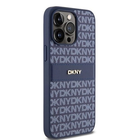 Etui DKNY Leather Mono Stripe & Metal Logo na iPhone 15 Pro Max - niebieskie