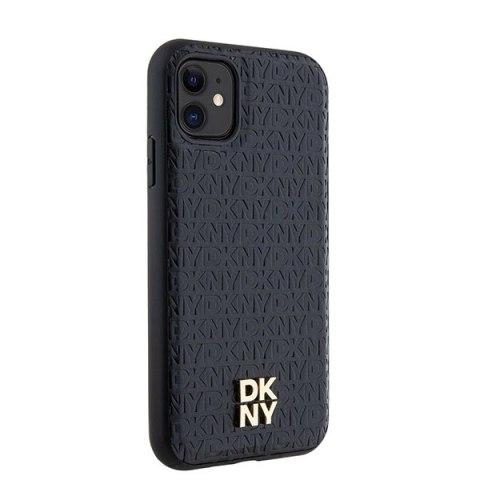 Etui DKNY Leather Monogram Pattern Metal Logo MagSafe na iPhone 11 / Xr - czarne Etui DKNY Leather Monogram Pattern Metal Logo MagSafe na iPhone 11 / Xr - czarne