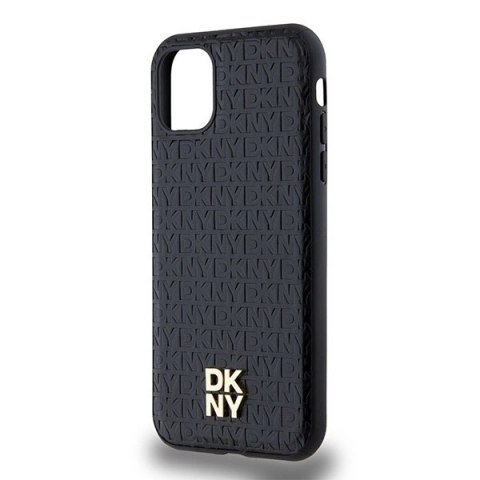 Etui DKNY Leather Monogram Pattern Metal Logo MagSafe na iPhone 11 / Xr - czarne Etui DKNY Leather Monogram Pattern Metal Logo MagSafe na iPhone 11 / Xr - czarne