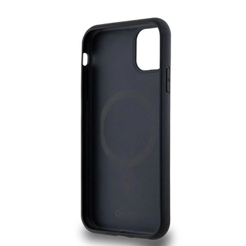 Etui DKNY Leather Monogram Pattern Metal Logo MagSafe na iPhone 11 / Xr - czarne Etui DKNY Leather Monogram Pattern Metal Logo MagSafe na iPhone 11 / Xr - czarne