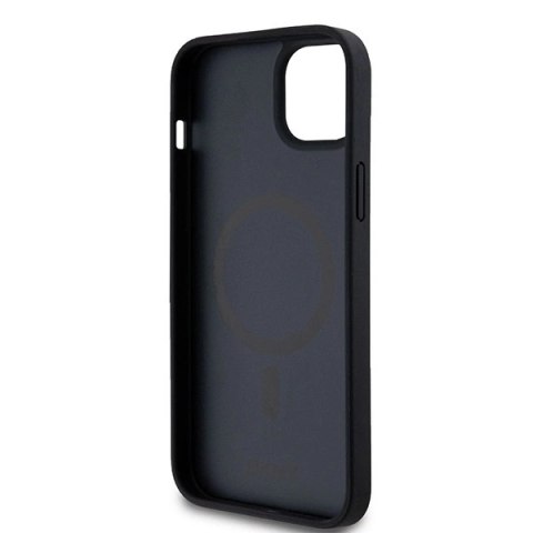 Etui DKNY Leather Monogram Pattern Metal Logo MagSafe na iPhone 15 Plus / 14 Plus - czarne Etui DKNY Leather Monogram Pattern Metal Logo MagSafe na iPhone 15 Plus / 14 Plus - czarne