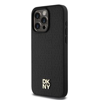 Etui DKNY Leather Monogram Pattern Metal Logo MagSafe na iPhone 15 Pro Max - czarne