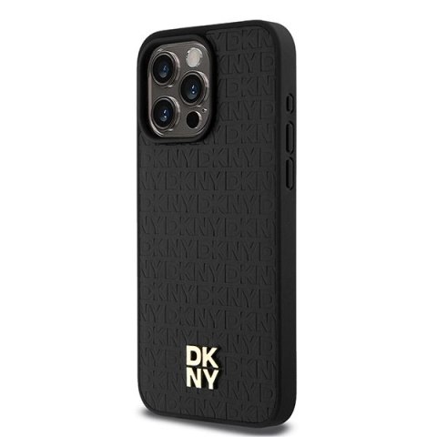 Etui DKNY Leather Monogram Pattern Metal Logo MagSafe na iPhone 15 Pro Max - czarne Etui DKNY Leather Monogram Pattern Metal Logo MagSafe na iPhone 15 Pro Max - czarne