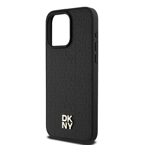 Etui DKNY Leather Monogram Pattern Metal Logo MagSafe na iPhone 15 Pro Max - czarne Etui DKNY Leather Monogram Pattern Metal Logo MagSafe na iPhone 15 Pro Max - czarne