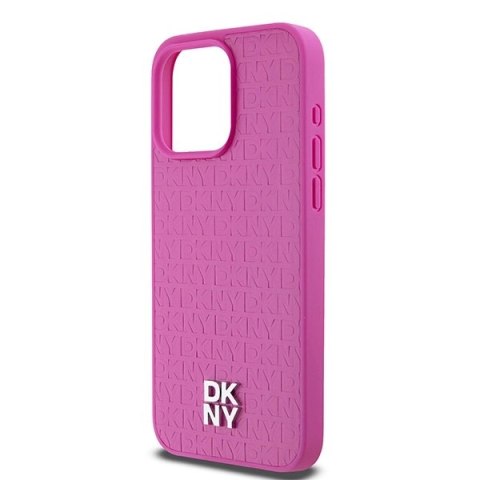 Etui DKNY Leather Monogram Pattern Metal Logo MagSafe na iPhone 15 Pro Max - różowe Etui DKNY Leather Monogram Pattern Metal Logo MagSafe na iPhone 15 Pro Max - różowe