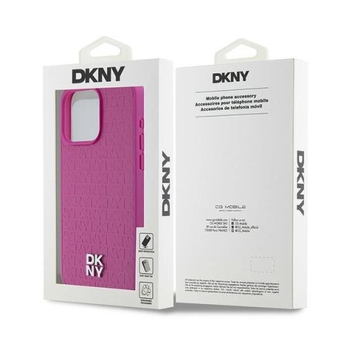 Etui DKNY Leather Monogram Pattern Metal Logo MagSafe na iPhone 15 Pro Max - różowe Etui DKNY Leather Monogram Pattern Metal Logo MagSafe na iPhone 15 Pro Max - różowe