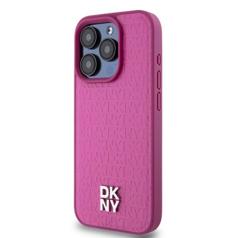 Etui DKNY Leather Monogram Pattern Metal Logo MagSafe na iPhone 15 Pro - różowe Etui DKNY Leather Monogram Pattern Metal Logo MagSafe na iPhone 15 Pro - różowe