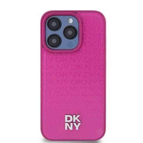 Etui DKNY Leather Monogram Pattern Metal Logo MagSafe na iPhone 15 Pro - różowe Etui DKNY Leather Monogram Pattern Metal Logo MagSafe na iPhone 15 Pro - różowe