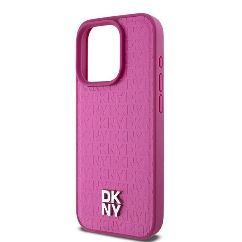 Etui DKNY Leather Monogram Pattern Metal Logo MagSafe na iPhone 15 Pro - różowe Etui DKNY Leather Monogram Pattern Metal Logo MagSafe na iPhone 15 Pro - różowe