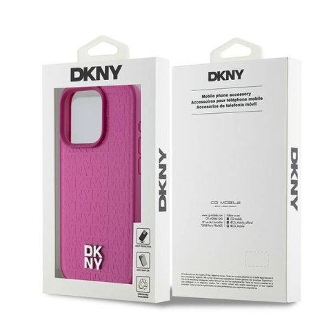 Etui DKNY Leather Monogram Pattern Metal Logo MagSafe na iPhone 15 Pro - różowe Etui DKNY Leather Monogram Pattern Metal Logo MagSafe na iPhone 15 Pro - różowe