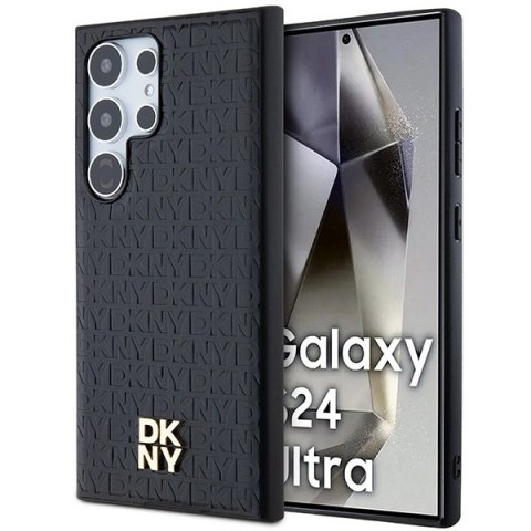 Etui DKNY Leather Pattern Metal Logo MagSafe na Samsung Galaxy S24 Ultra - czarne Etui DKNY Leather Pattern Metal Logo MagSafe na Samsung Galaxy S24 Ultra - czarne