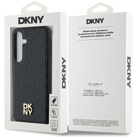 Etui DKNY Leather Pattern Metal Logo MagSafe na Samsung Galaxy S24+ - czarne Etui DKNY Leather Pattern Metal Logo MagSafe na Samsung Galaxy S24+ - czarne
