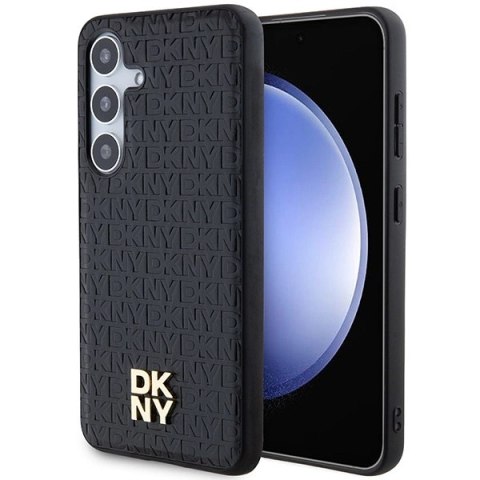 Etui DKNY Leather Pattern Metal Logo MagSafe na Samsung Galaxy S24 - czarne Etui DKNY Leather Pattern Metal Logo MagSafe na Samsung Galaxy S24 - czarne