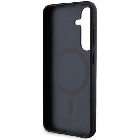 Etui DKNY Leather Pattern Metal Logo MagSafe na Samsung Galaxy S24 - czarne Etui DKNY Leather Pattern Metal Logo MagSafe na Samsung Galaxy S24 - czarne