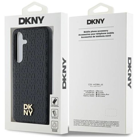 Etui DKNY Leather Pattern Metal Logo MagSafe na Samsung Galaxy S24 - czarne Etui DKNY Leather Pattern Metal Logo MagSafe na Samsung Galaxy S24 - czarne