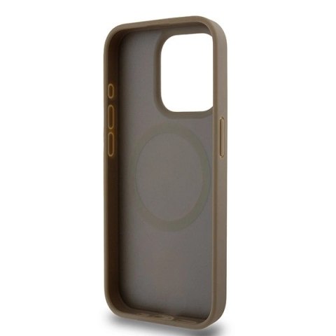 Etui DKNY Leather Pattern Metal Logo MagSafe na iPhone 14 Pro - brązowe Etui DKNY Leather Pattern Metal Logo MagSafe na iPhone 14 Pro - brązowe