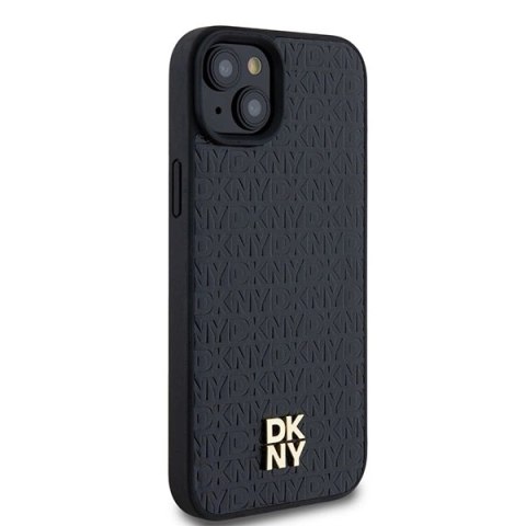 Etui DKNY Leather Pattern Metal Logo MagSafe na iPhone 15 / 14 / 13 - czarne Etui DKNY Leather Pattern Metal Logo MagSafe na iPhone 15 / 14 / 13 - czarne