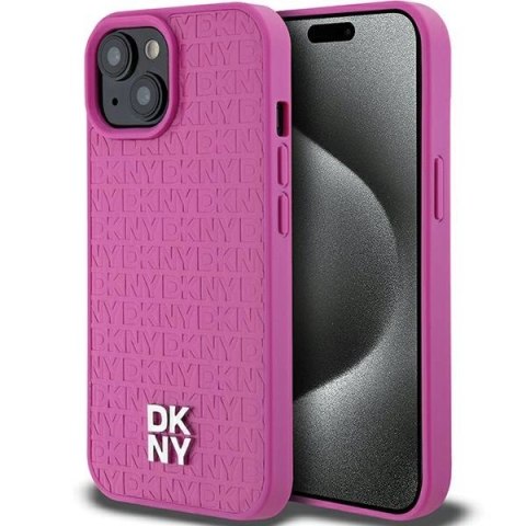 Etui DKNY Leather Pattern Metal Logo MagSafe na iPhone 15 / 14 / 13 - różowe Etui DKNY Leather Pattern Metal Logo MagSafe na iPhone 15 / 14 / 13 - różowe