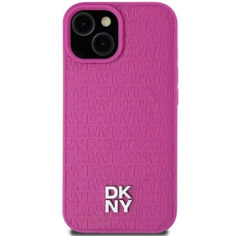 Etui DKNY Leather Pattern Metal Logo MagSafe na iPhone 15 / 14 / 13 - różowe Etui DKNY Leather Pattern Metal Logo MagSafe na iPhone 15 / 14 / 13 - różowe