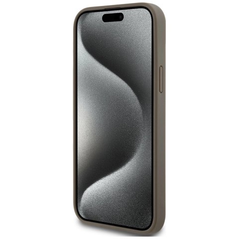 Etui DKNY Leather Pattern Metal Logo MagSafe na iPhone 15 Plus / 14 Plus - brązowe Etui DKNY Leather Pattern Metal Logo MagSafe na iPhone 15 Plus / 14 Plus - brązowe