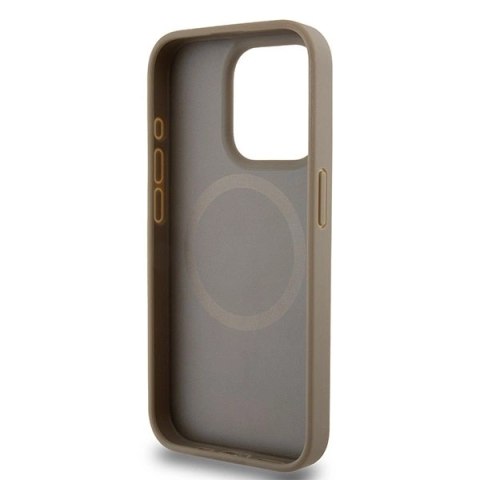 Etui DKNY Leather Printed Pattern Metal Logo MagSafe na iPhone 15 Pro - brązowe Etui DKNY Leather Printed Pattern Metal Logo MagSafe na iPhone 15 Pro - brązowe