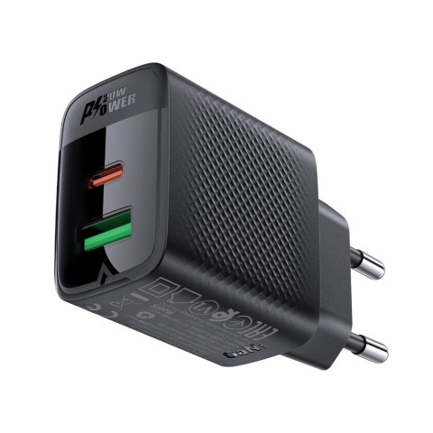 Ładowarka Acefast A78 sieciowa GaN USB-A / USB-C PD 20W - czarna Ładowarka Acefast A78 sieciowa GaN USB-A / USB-C PD 20W - czarna