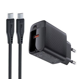 Ładowarka Acefast A82 sieciowa GaN USB-C PD 20W - czarna + kabel USB-C / USB-C