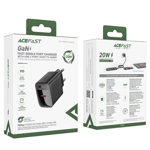 Ładowarka Acefast A82 sieciowa GaN USB-C PD 20W - czarna Ładowarka Acefast A82 sieciowa GaN USB-C PD 20W - czarna