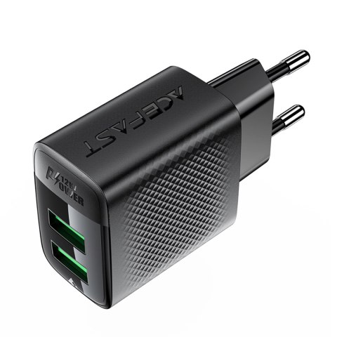 Ładowarka Acefast A86 sieciowa 2x USB-A 12W - czarna Ładowarka Acefast A86 sieciowa 2x USB-A 12W - czarna