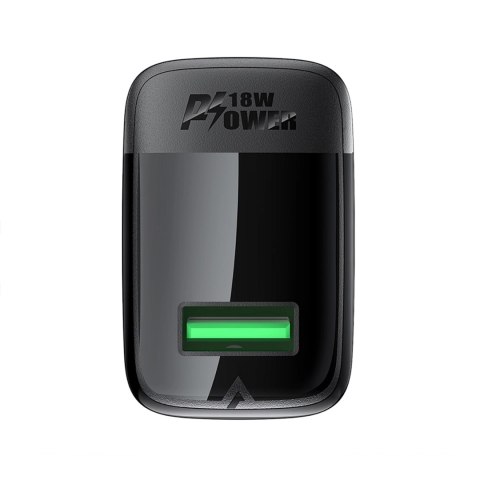 Ładowarka Acefast A90 sieciowa GaN USB-A QC 18W - czarna + kabel USB-A / USB-C Ładowarka Acefast A90 sieciowa GaN USB-A QC 18W - czarna + kabel USB-A / USB-C