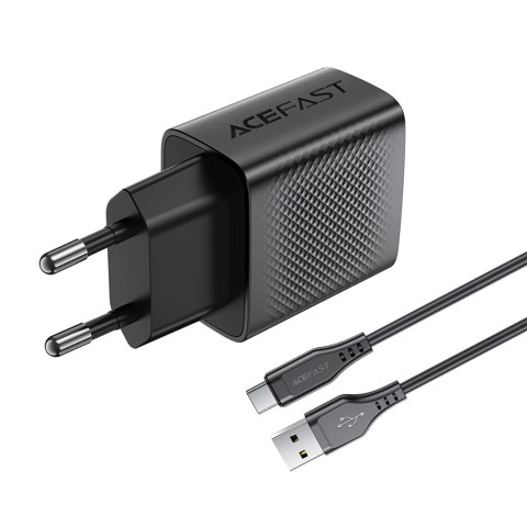 Ładowarka Acefast A90 sieciowa GaN USB-A QC 18W - czarna + kabel USB-A / USB-C Ładowarka Acefast A90 sieciowa GaN USB-A QC 18W - czarna + kabel USB-A / USB-C