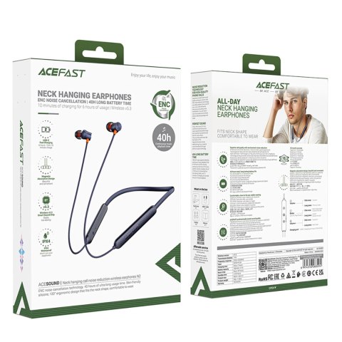 Słuchawki Acefast N2 bezprzewodowe ENC Bluetooth 5.3 z pałąkiem na szyję - niebieskie Słuchawki Acefast N2 bezprzewodowe ENC Bluetooth 5.3 z pałąkiem na szyję - niebieskie