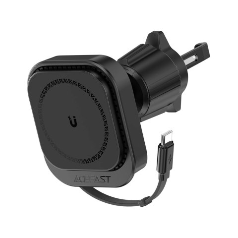 Uchwyt Acefast D32 magnetyczny z ładowarką indukcyjną 15W ze zwijanym kablem USB-C na kratkę nawiewu - czarny Uchwyt Acefast D32 magnetyczny z ładowarką indukcyjną 15W ze zwijanym kablem USB-C na kratkę nawiewu - czarny