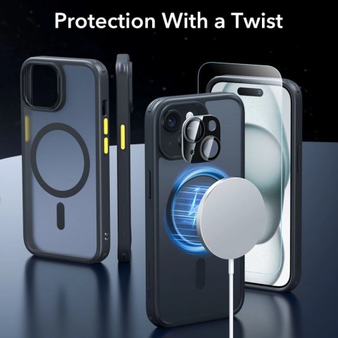 Zestaw ESR Classic Pro Set Halolock MagSafe etui + szkło na wyświetlacz i aparat na iPhone 15 - czarny Zestaw ESR Classic Pro Set Halolock MagSafe etui + szkło na wyświetlacz i aparat na iPhone 15 - czarny