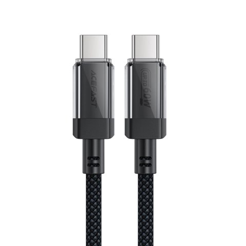Kabel Acefast C12 USB-C / USB-C PD 60W 480Mb/s z nylonowym oplotem - czarny Kabel Acefast C12 USB-C / USB-C PD 60W 480Mb/s z nylonowym oplotem - czarny