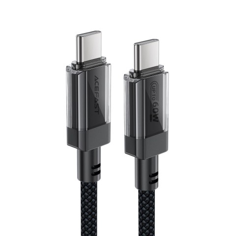Kabel Acefast C12 USB-C / USB-C PD 60W 480Mb/s z nylonowym oplotem - czarny Kabel Acefast C12 USB-C / USB-C PD 60W 480Mb/s z nylonowym oplotem - czarny